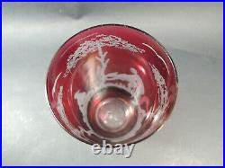 Antique Bohemian Ruby Red Engraved Glass-rare