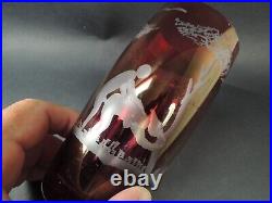 Antique Bohemian Ruby Red Engraved Glass-rare