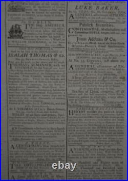 Antique Boston Newspaper from 1788 US Constitution Rare Early American History