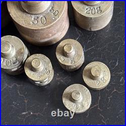 Antique Boxed Set Of Early Brass Jewellers / Apothecary Weights Rare Antique Boxed Set Of Early Brass Jewellers / Apothecary Weights Rare