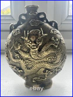 Antique Bronze Bottle Ornament Chinese Late 18th Early 19th Century Dragon RARE
