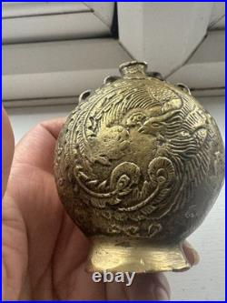 Antique Bronze Bottle Ornament Chinese Late 18th Early 19th Century Dragon RARE