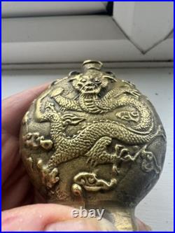 Antique Bronze Bottle Ornament Chinese Late 18th Early 19th Century Dragon RARE
