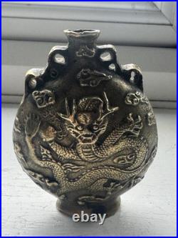 Antique Bronze Bottle Ornament Chinese Late 18th Early 19th Century Dragon RARE