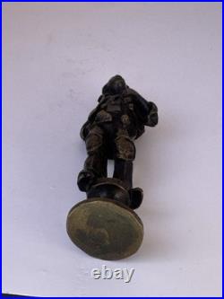 Antique Bronze Figural Wax Seal Handle Rustic Traveler Rare Early Example