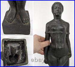 Antique Bronze Woman Statue Sculpture Bodice Decor Art Figurine Rare Old 20th