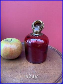 Antique C1880 Red scent Perfume bottle Grand Tour Rare Painted Scene Example