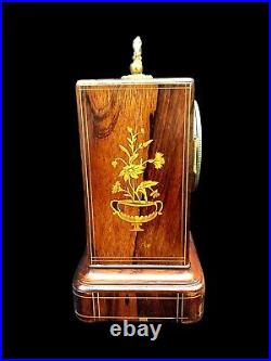 Antique Carriage Clock French Charles X Inlaid Wood Rare Early 19th Century 1820