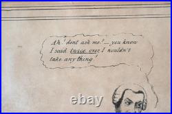 Antique Characture John Doyle The Coquet Lithograph Rare 1830 Political Print