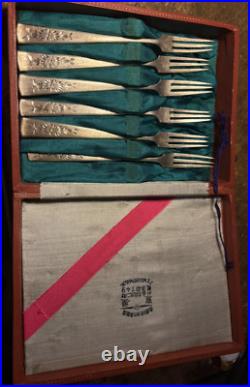 Antique Chinese Export RARE Sterling Silver 6 Forks Set 925 made early 1940s