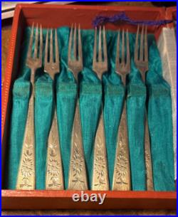 Antique Chinese Export RARE Sterling Silver 6 Forks Set 925 made early 1940s