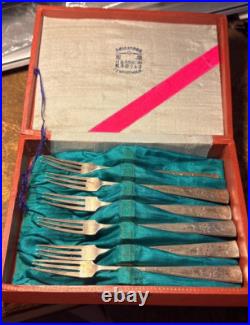 Antique Chinese Export RARE Sterling Silver 6 Forks Set 925 made early 1940s