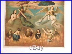 Antique Christ Lithograph Religious Print Rare late 1800s early 1900s 16.5 X 13