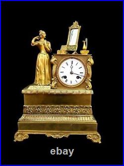 Antique Clock French Empire Bronze Rare Early 19th Century Circa 1800 Ormolu