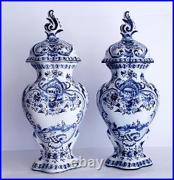 Antique DELFT XL GINGER JAR LIDDED VASE 17.3 INCHES EMBOSSED ACCENTS RARE Antique DELFT XL GINGER JAR LIDDED VASE 17.3 INCHES EMBOSSED ACCENTS RARE