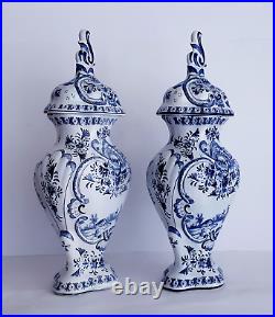 Antique DELFT XL GINGER JAR LIDDED VASE 17.3 INCHES EMBOSSED ACCENTS RARE Antique DELFT XL GINGER JAR LIDDED VASE 17.3 INCHES EMBOSSED ACCENTS RARE