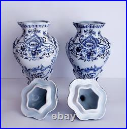 Antique DELFT XL GINGER JAR LIDDED VASE 17.3 INCHES EMBOSSED ACCENTS RARE Antique DELFT XL GINGER JAR LIDDED VASE 17.3 INCHES EMBOSSED ACCENTS RARE
