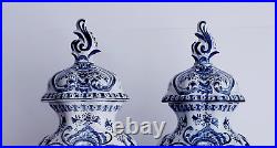 Antique DELFT XL GINGER JAR LIDDED VASE 17.3 INCHES EMBOSSED ACCENTS RARE Antique DELFT XL GINGER JAR LIDDED VASE 17.3 INCHES EMBOSSED ACCENTS RARE