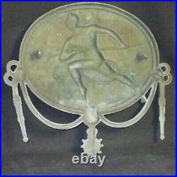 Antique Devil Bronze Dish Plate Face Satyr Plaque Scepter Medal Decor Rare 20th