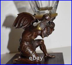 Antique Devil Statue Sculpture Faust Figurine Pyrogen Satan Lamp Rare Old 19th
