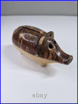 Antique Drip Glazed Stoneware Pig Piggy Bank Hole Eyed Early 19th Century RARE