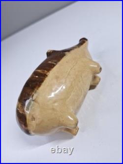 Antique Drip Glazed Stoneware Pig Piggy Bank Hole Eyed Early 19th Century RARE