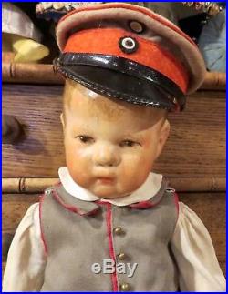 Antique EARLY14 Kathe Kruse Extremely Rare ALL Original Potsdamer Soldier Doll