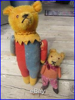 Antique Early 14 Teddy Bear Vintage Rare 1920 Toy Harlequin Jester Clown Doll