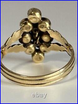 Antique Early 1800s French 18k Gold RARE Perpignan Garnet Marquise Ring Hallmark