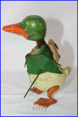 Antique Early 1930S SCHUCO DONALD DUCK Tin Wind Up Hand Painted Toy VERY RARE