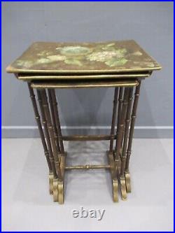 Antique Early 20thC Hand Painted Nest Of Table Rare Shape And Design