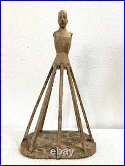 Antique Early 20thC. Rare Diminutive Size Hand Carved Wood Santos Cage Doll