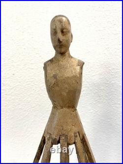 Antique Early 20thC. Rare Diminutive Size Hand Carved Wood Santos Cage Doll
