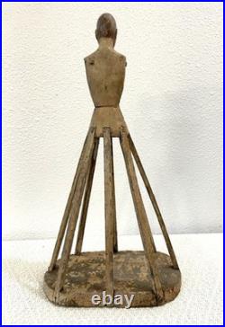 Antique Early 20thC. Rare Diminutive Size Hand Carved Wood Santos Cage Doll