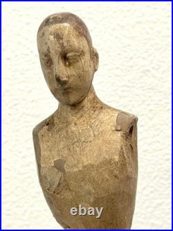 Antique Early 20thC. Rare Diminutive Size Hand Carved Wood Santos Cage Doll