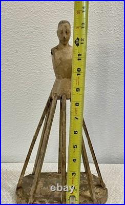 Antique Early 20thC. Rare Diminutive Size Hand Carved Wood Santos Cage Doll