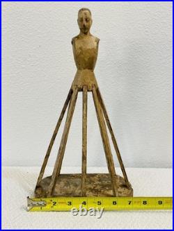 Antique Early 20thC. Rare Diminutive Size Hand Carved Wood Santos Cage Doll