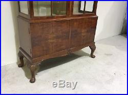 Antique Early 20thC Walnut Display Cabinet With Double dome Top Rare Shape super
