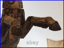 Antique Early 20th-Century Large Rare Hand-Carved Asian Decorative Wooden Horse