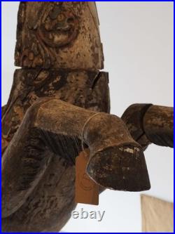 Antique Early 20th-Century Large Rare Hand-Carved Asian Decorative Wooden Horse