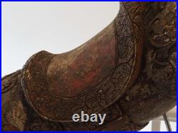 Antique Early 20th-Century Large Rare Hand-Carved Asian Decorative Wooden Horse