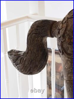 Antique Early 20th-Century Large Rare Hand-Carved Asian Decorative Wooden Horse