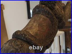 Antique Early 20th-Century Large Rare Hand-Carved Asian Decorative Wooden Horse