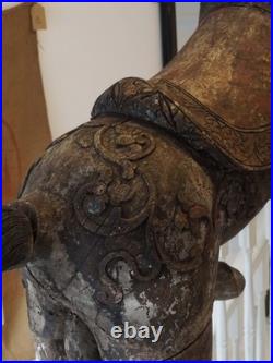 Antique Early 20th-Century Large Rare Hand-Carved Asian Decorative Wooden Horse