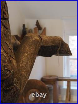 Antique Early 20th-Century Large Rare Hand-Carved Asian Decorative Wooden Horse