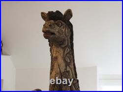 Antique Early 20th-Century Large Rare Hand-Carved Asian Decorative Wooden Horse
