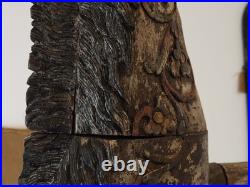 Antique Early 20th-Century Large Rare Hand-Carved Asian Decorative Wooden Horse