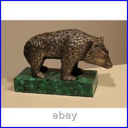 Antique Early 20th RARE Russian Imperial 84 Silver bear Red stone eyes Fabergé