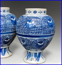 Antique Early Delft Pair of Baluster vases 18thC- Dutch -Good size & Rare 19cm H