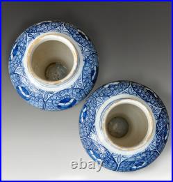 Antique Early Delft Pair of Baluster vases 18thC- Dutch -Good size & Rare 19cm H